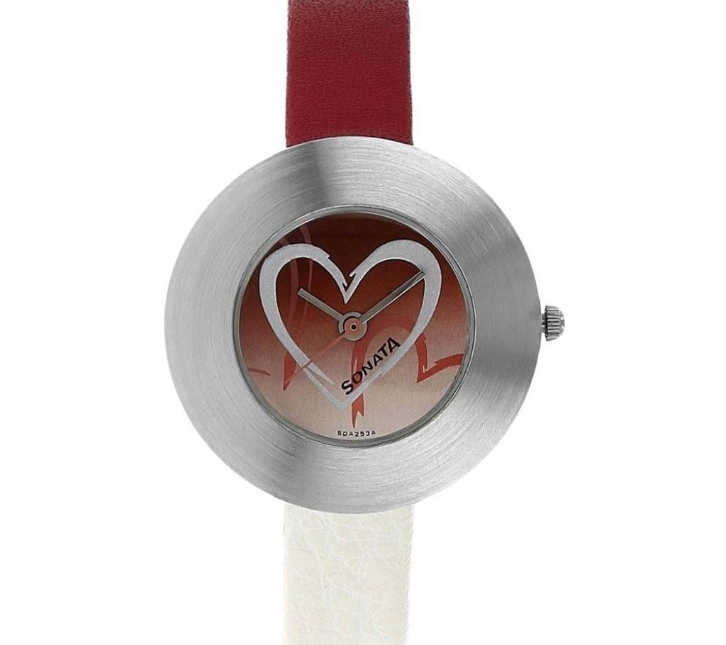  Silver Dial White Leather Strap Analog Watch for Women