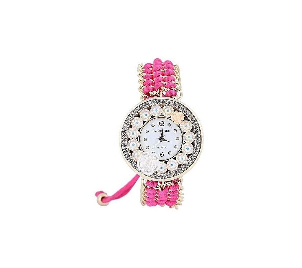 Stainless Steel Analog Watch For Women  Red  SKA