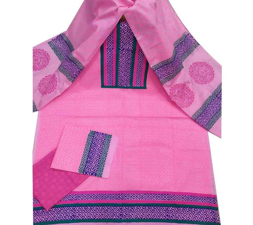  Pink Block Printed Salwar Kameez For Women-free size