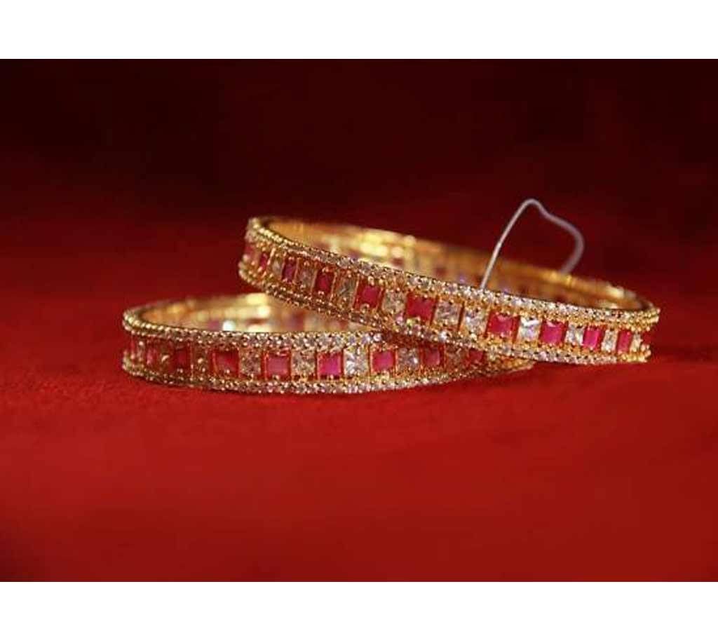 Diamond cut ruby stone bangles