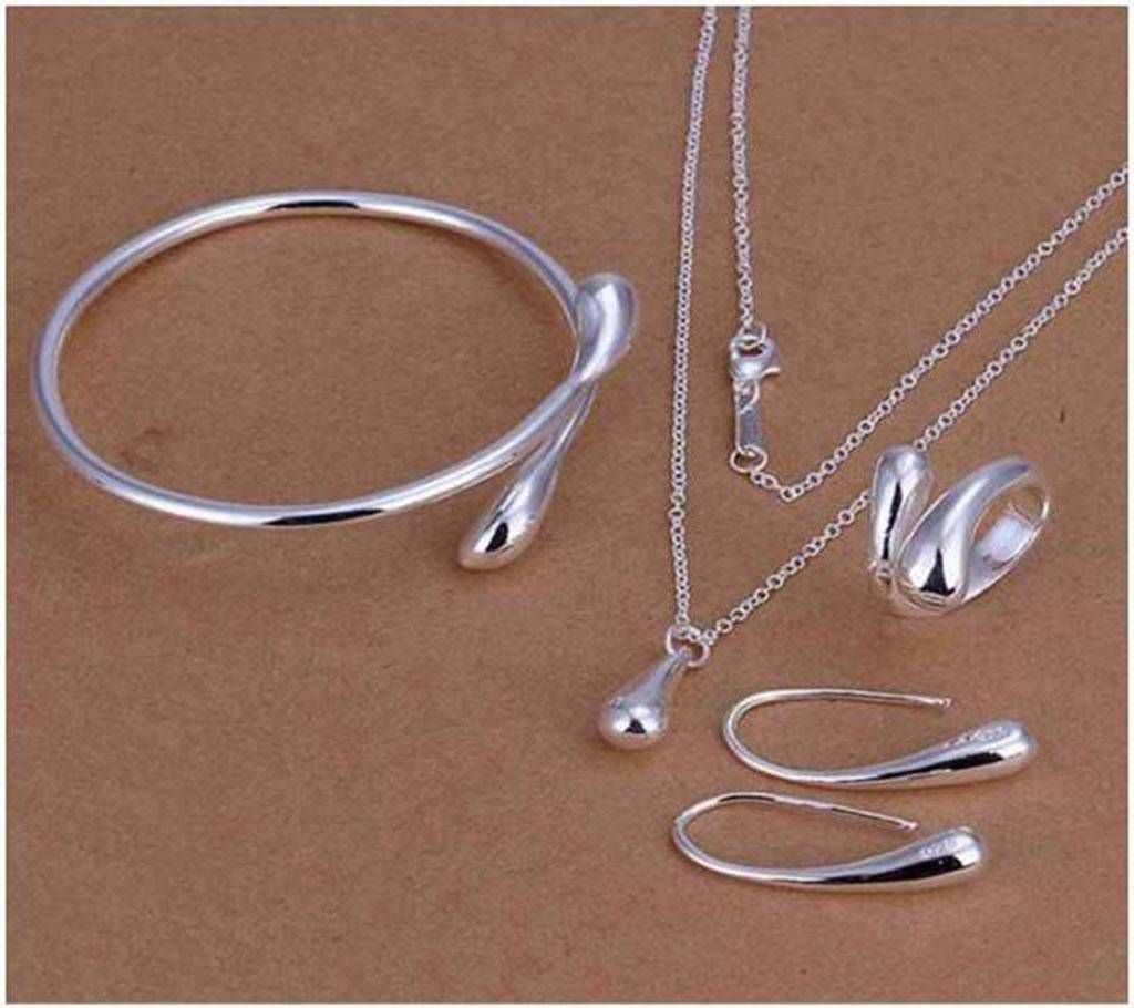 Silver Tear Drop Jewellery Set