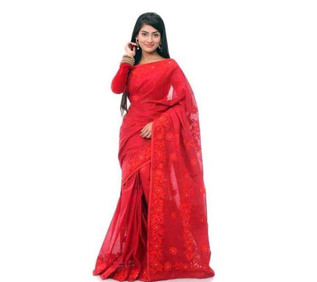 Pure Cotton Hand Embroidery & applique Sharee