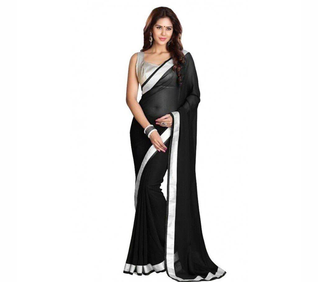 Indian Black Soft Georgette Saree