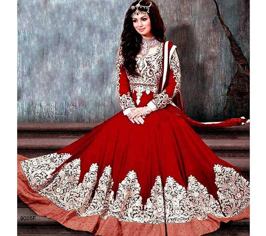 Unstitched Red Georgette Gown