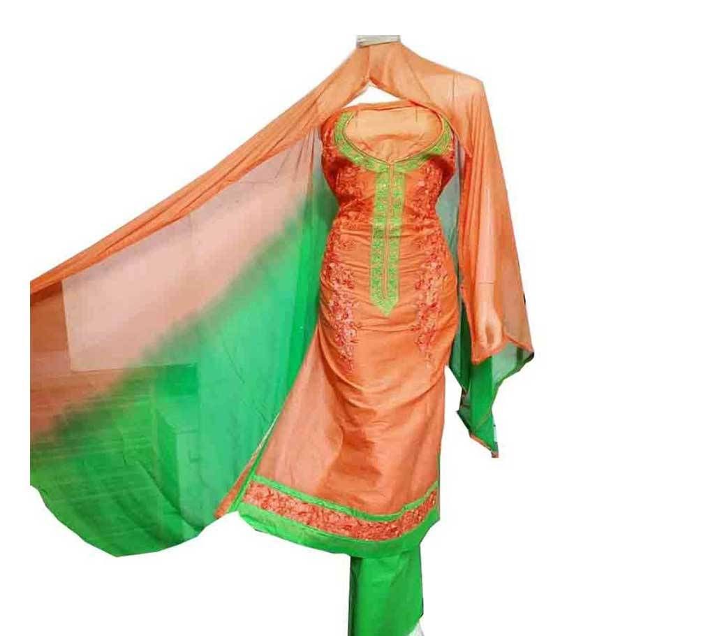 Unstitched Indian Multi Color Cotton Three Piece 