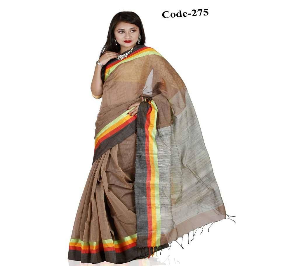 Blue, Maroon & Pink Tosor Silk Sharee
