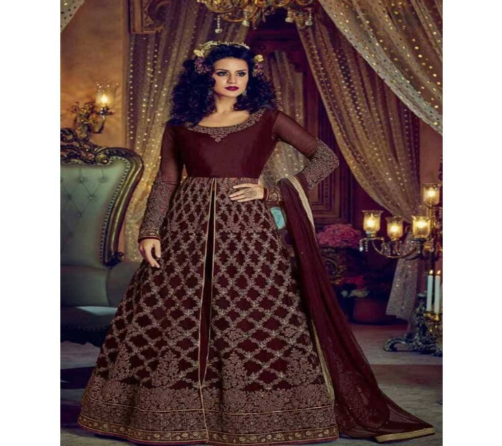 Semi Stitched indian weightless Geprgette Embroidery for  women