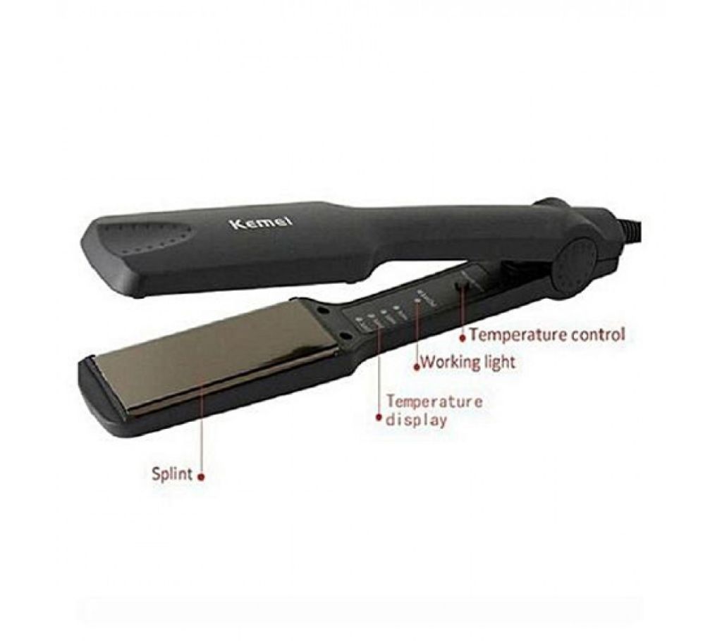 KM-329 Professional Hair Straightener for Women - Black