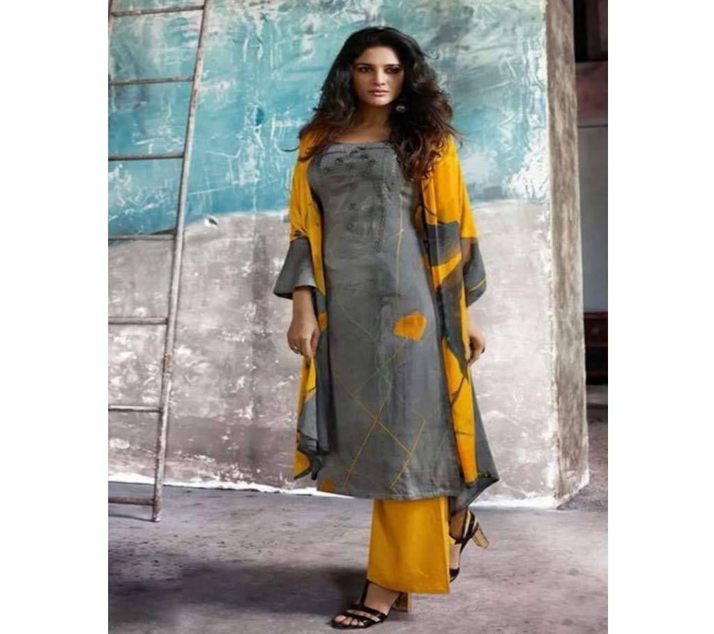 Omtex Omaira  202-B Unstitched Cotton satin Suit