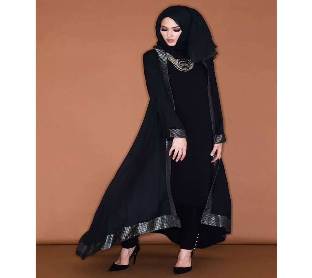Black Georgette / China linen Borka For Woman