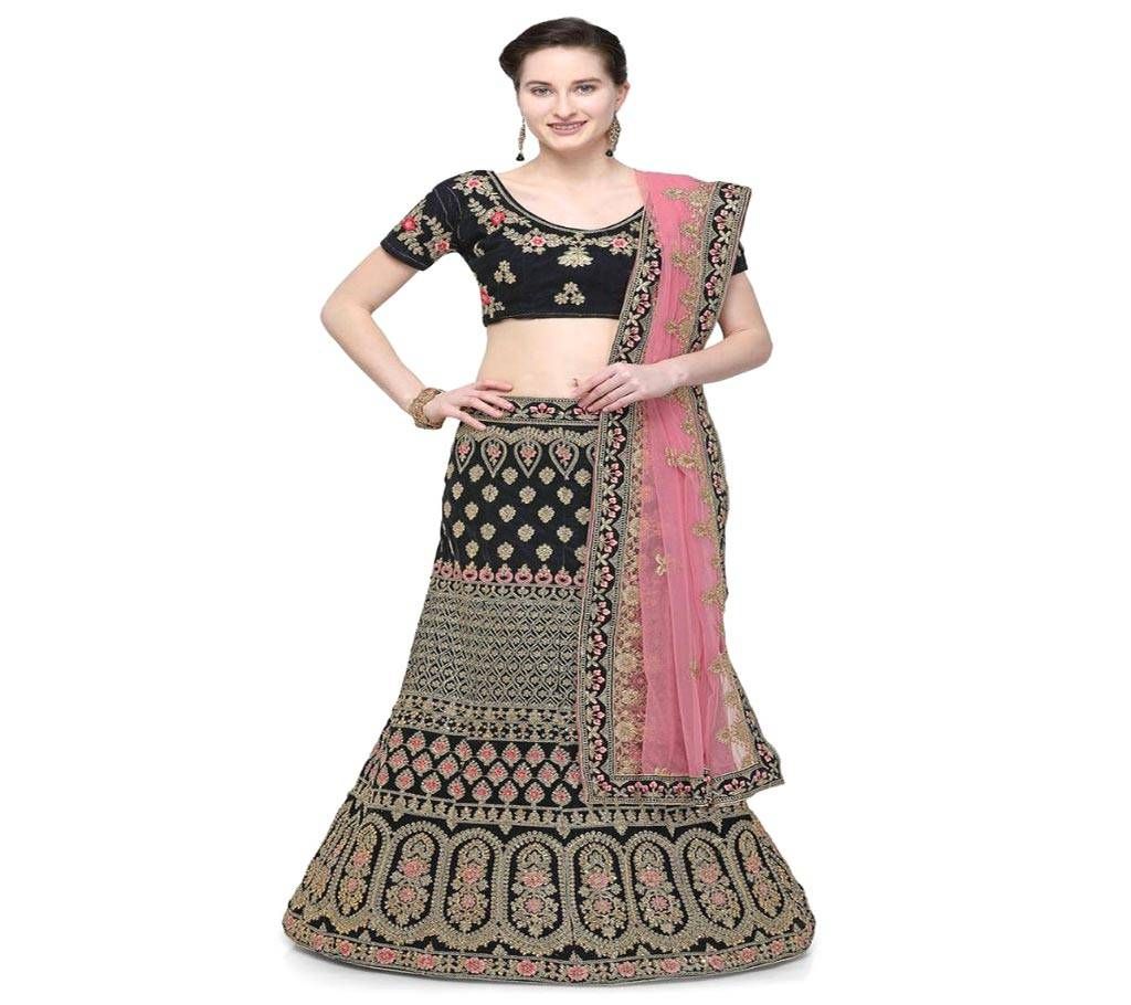 Unstitched Velvet Embroidered Lehenga Choli 6