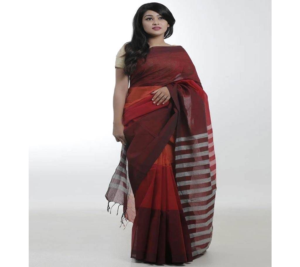 Maroon Color Cotton Saree