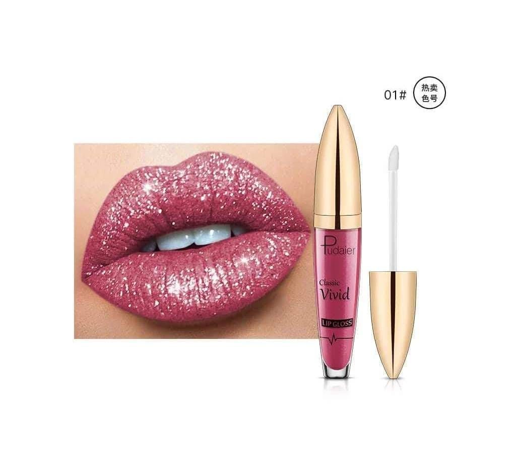 Pudaier Diamond Glitter Lip Gloss Classic Vivid Lipgloss Non Sticky Sipping Flip Magic Shiny Lips Makeup