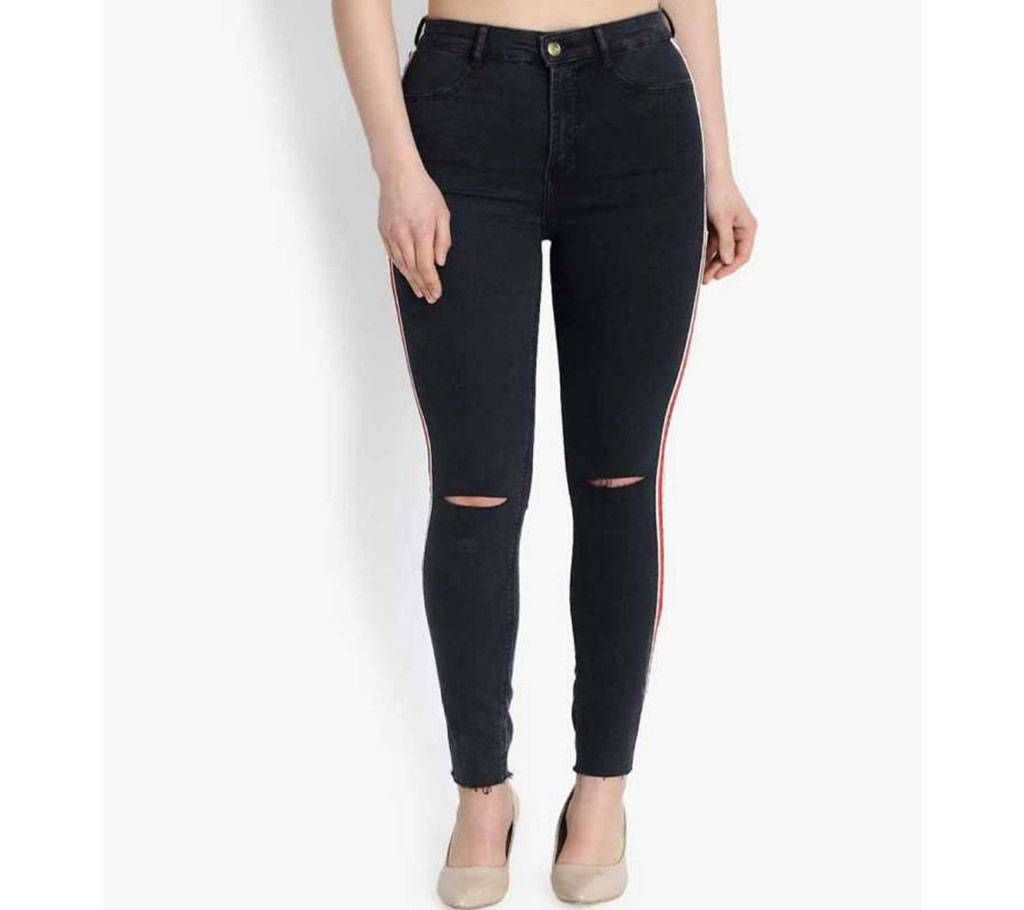 Ladies super spandex side stripe jeans