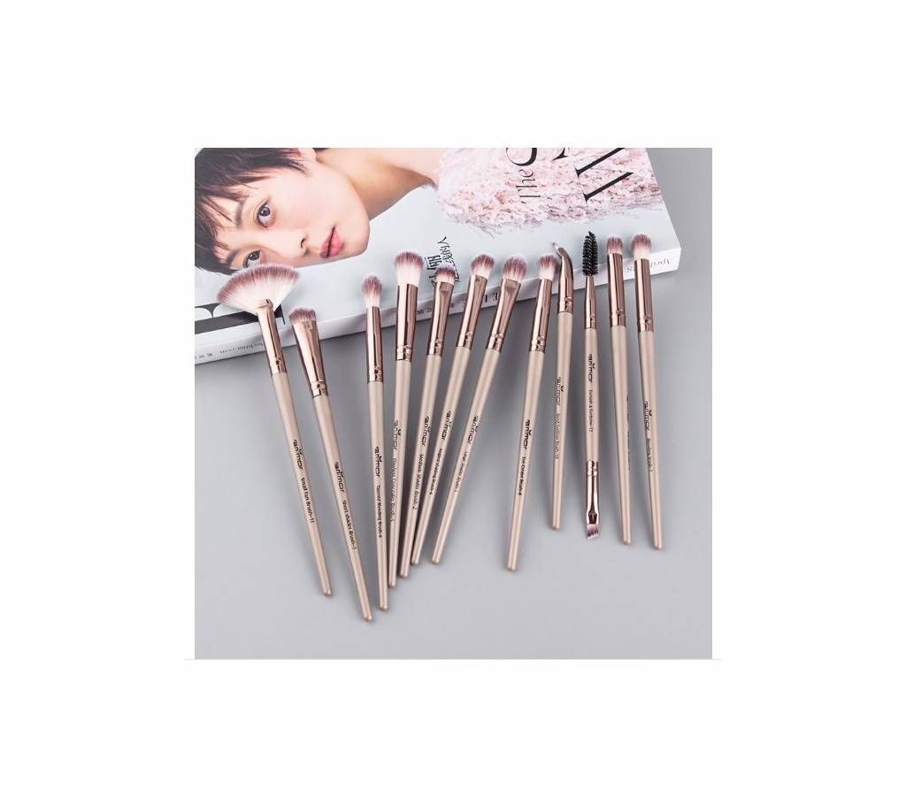 Anmor Pro Makeup Brushes Set 12 pcs/lot Eye Shadow Blending Eyeliner Eyelash Eyebrow Brushes For Make up Eye Brush Set