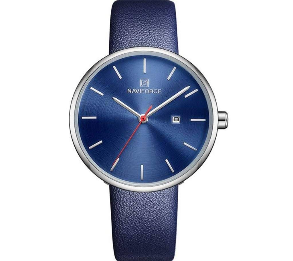NAVIFORCE NF5002 Leather Waterproof Watch For Women-Blue