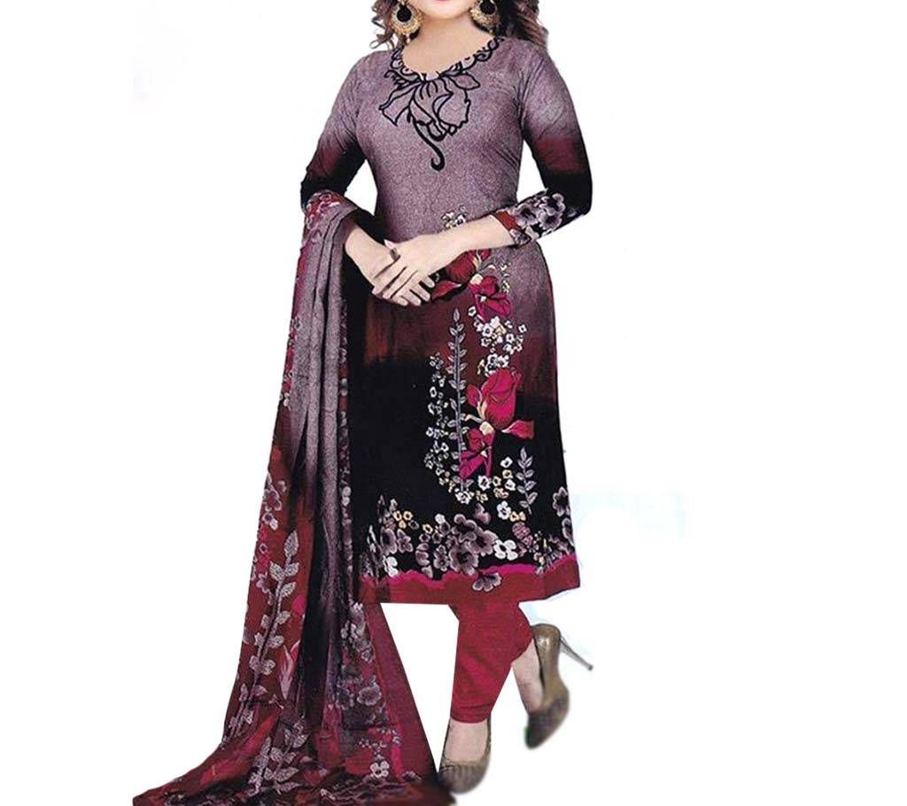 Unstitched Multicolor Cotton Three Piece
