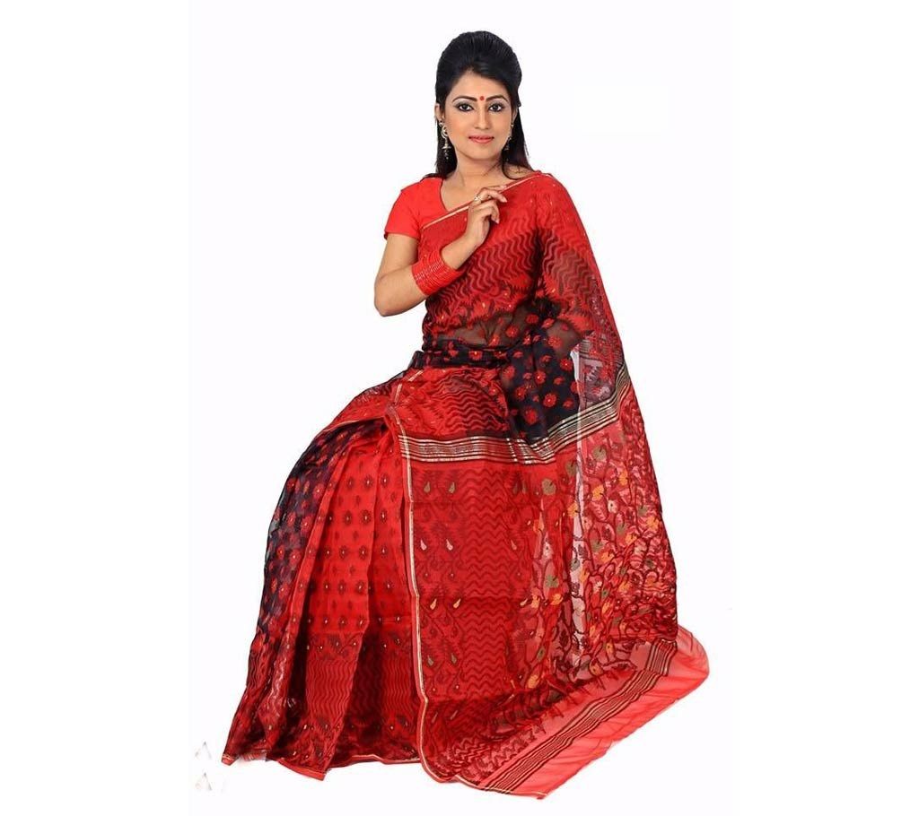 Red muslin sharee