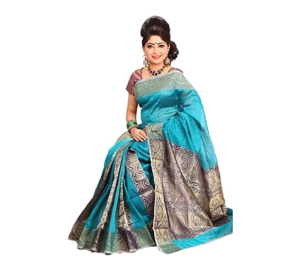 Blue silk sharee