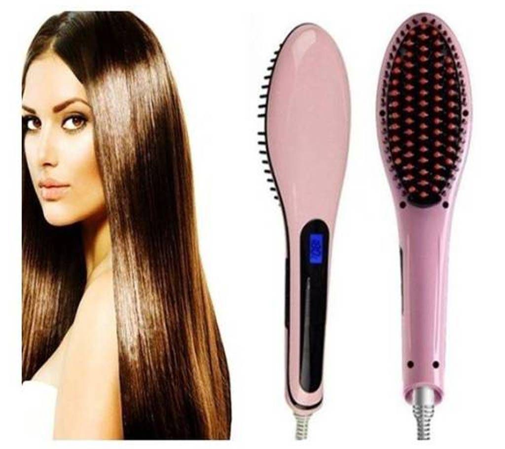 Ceramic Hair Straightening Brush-Pink