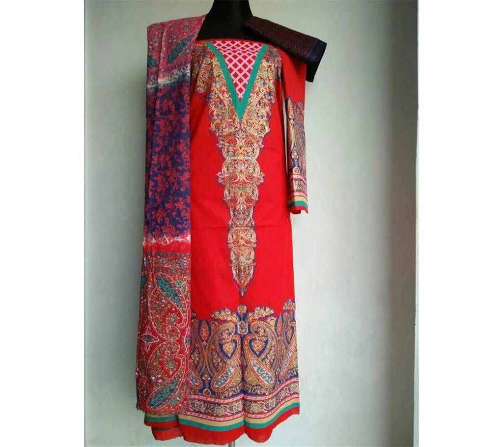 Unstitched Joypuri Screen Print Three Piece