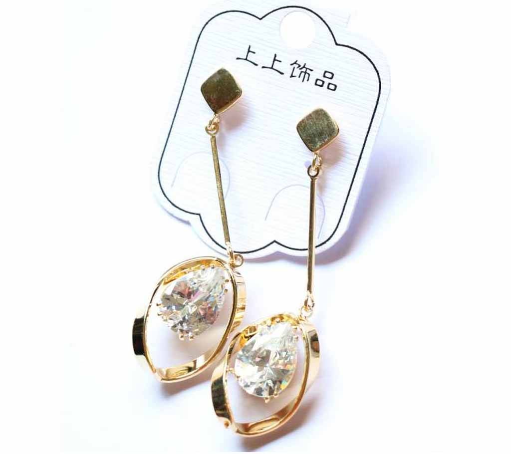 Gold Plated Diamond Cut Stone Designer Ear ring