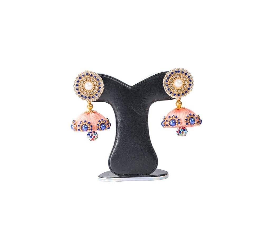 Pink Color Silk Thread Earring