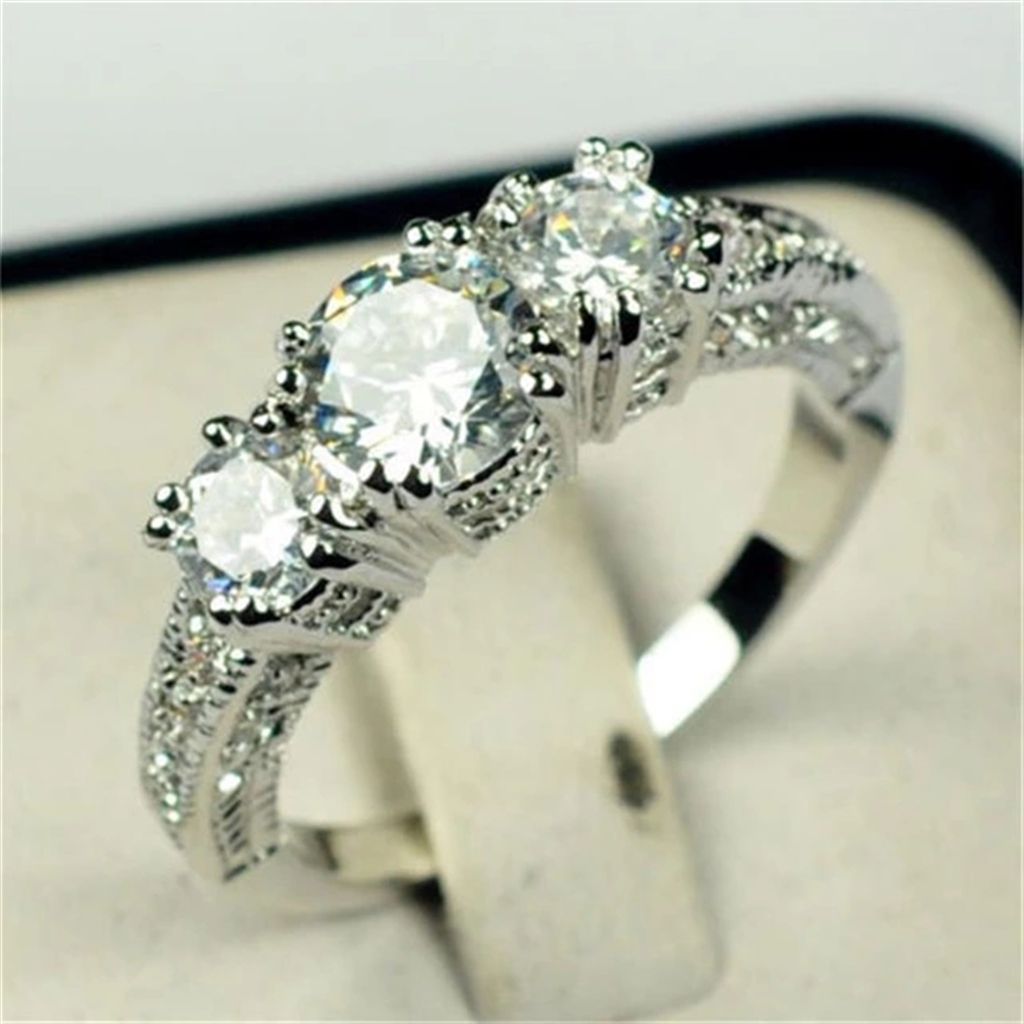 Silver Crystal Engagement Ring