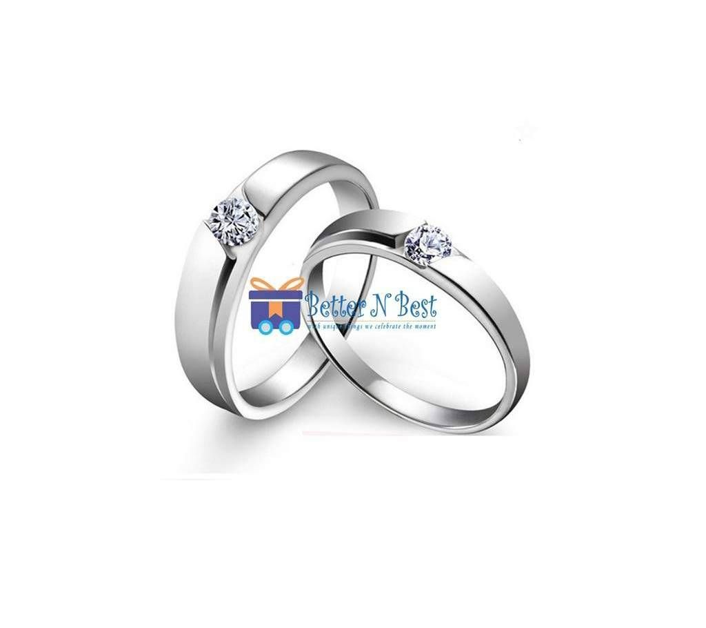 2Pcs Silver Plated Lover Couple Promise Finger Ring