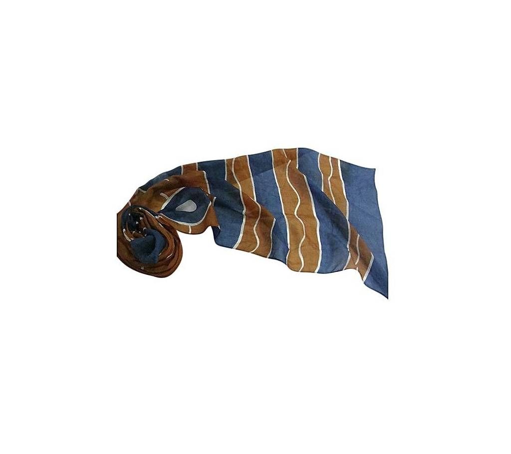 Artefact Brown and Blue Silk Scarf For Women
