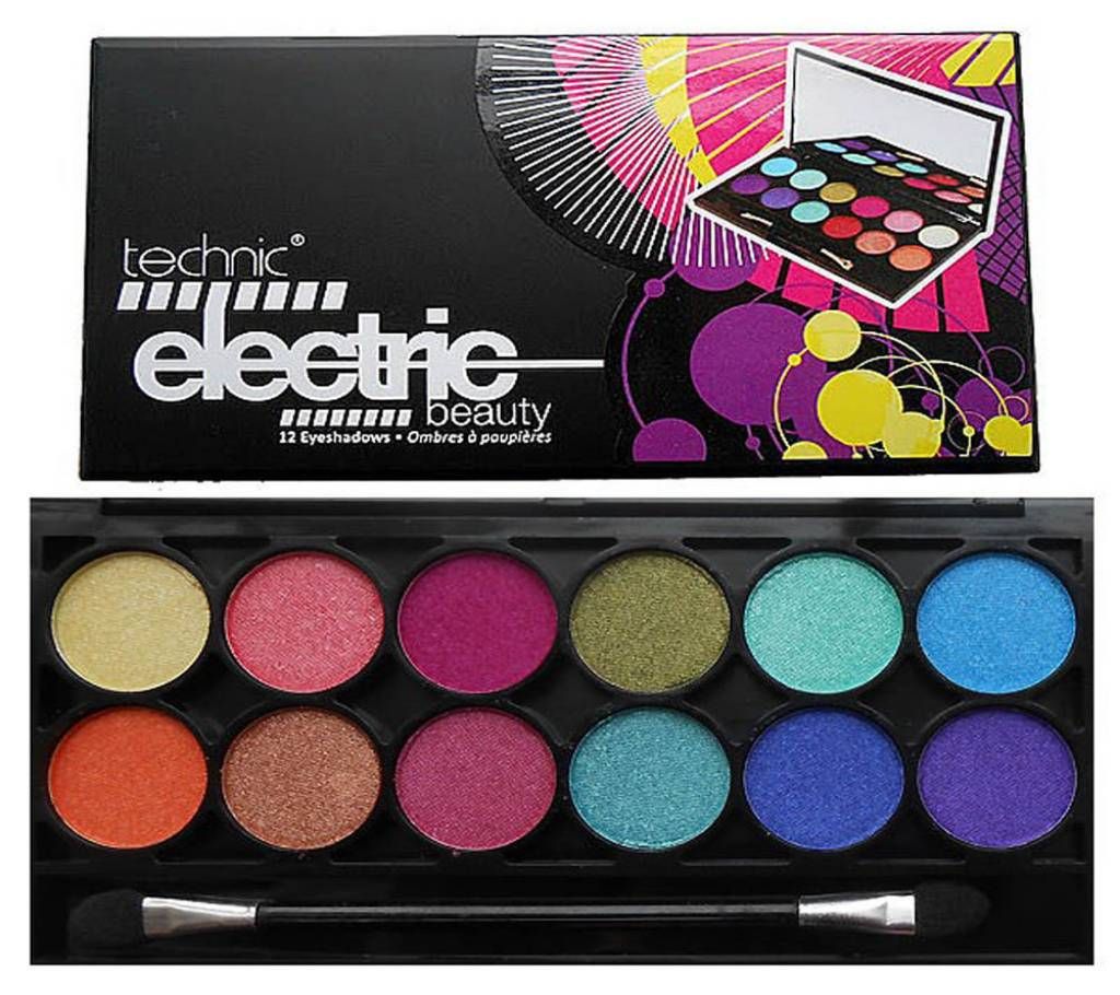 Technic Electric Eyes Eye shadow Palette 12 Bright Metallic Colours UK 