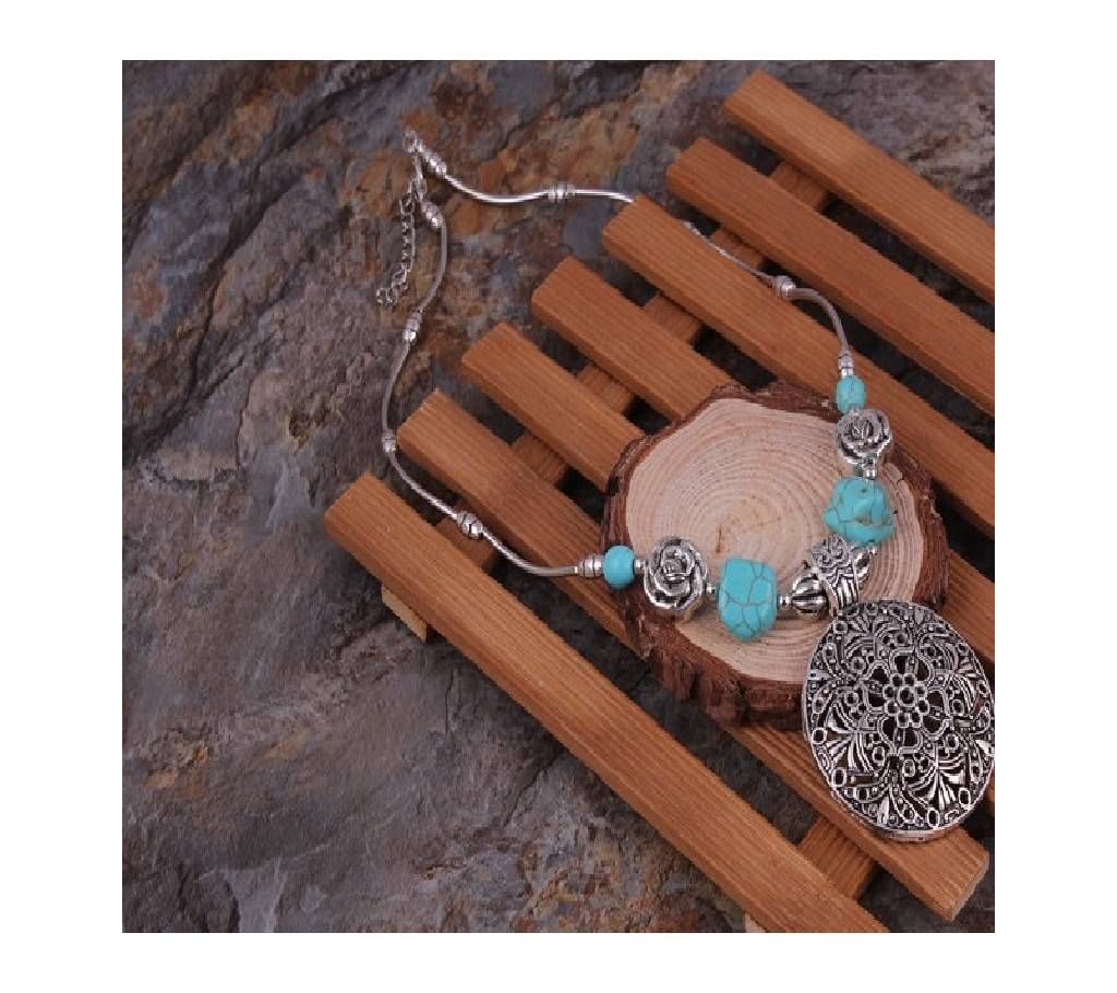 Silver Color Stone Vintage Necklaces