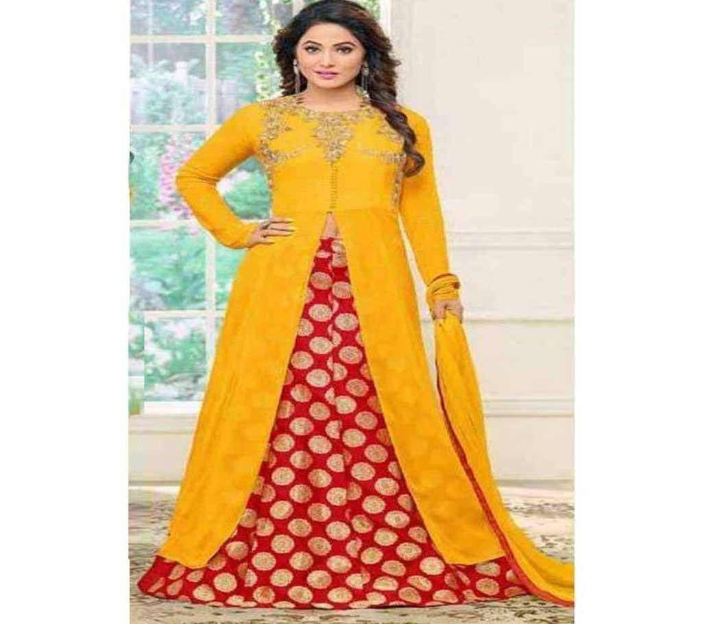 stitched Georgette Embroidery Party Suit - Copy