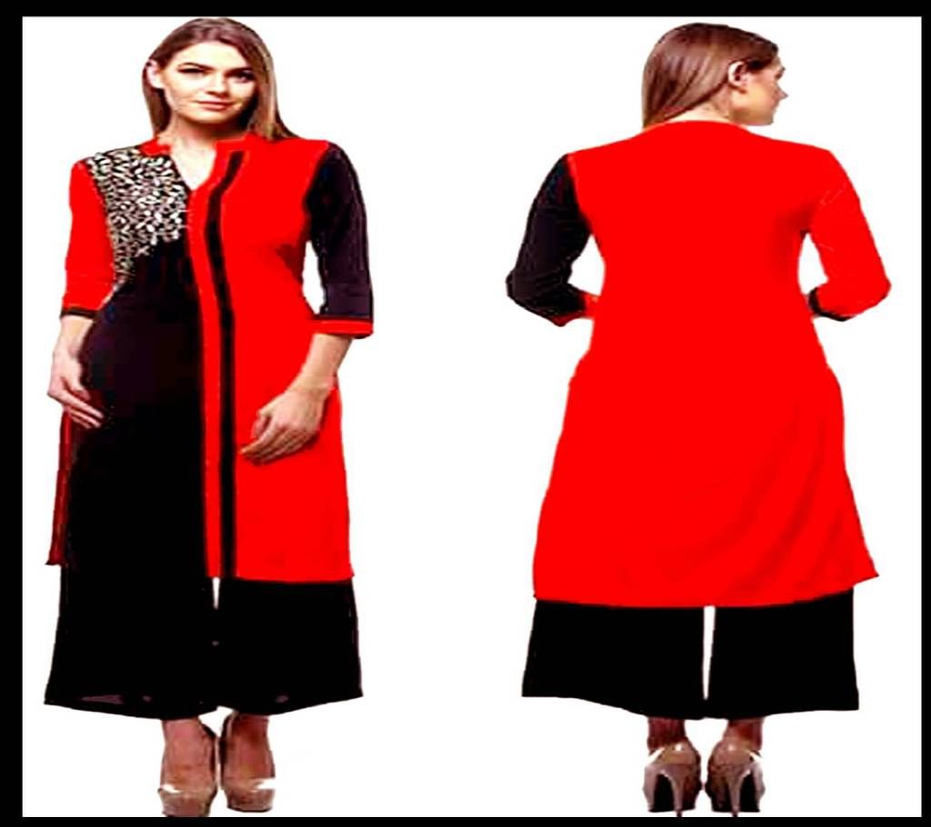 Unstitched Red Cotton Block Printed Shal