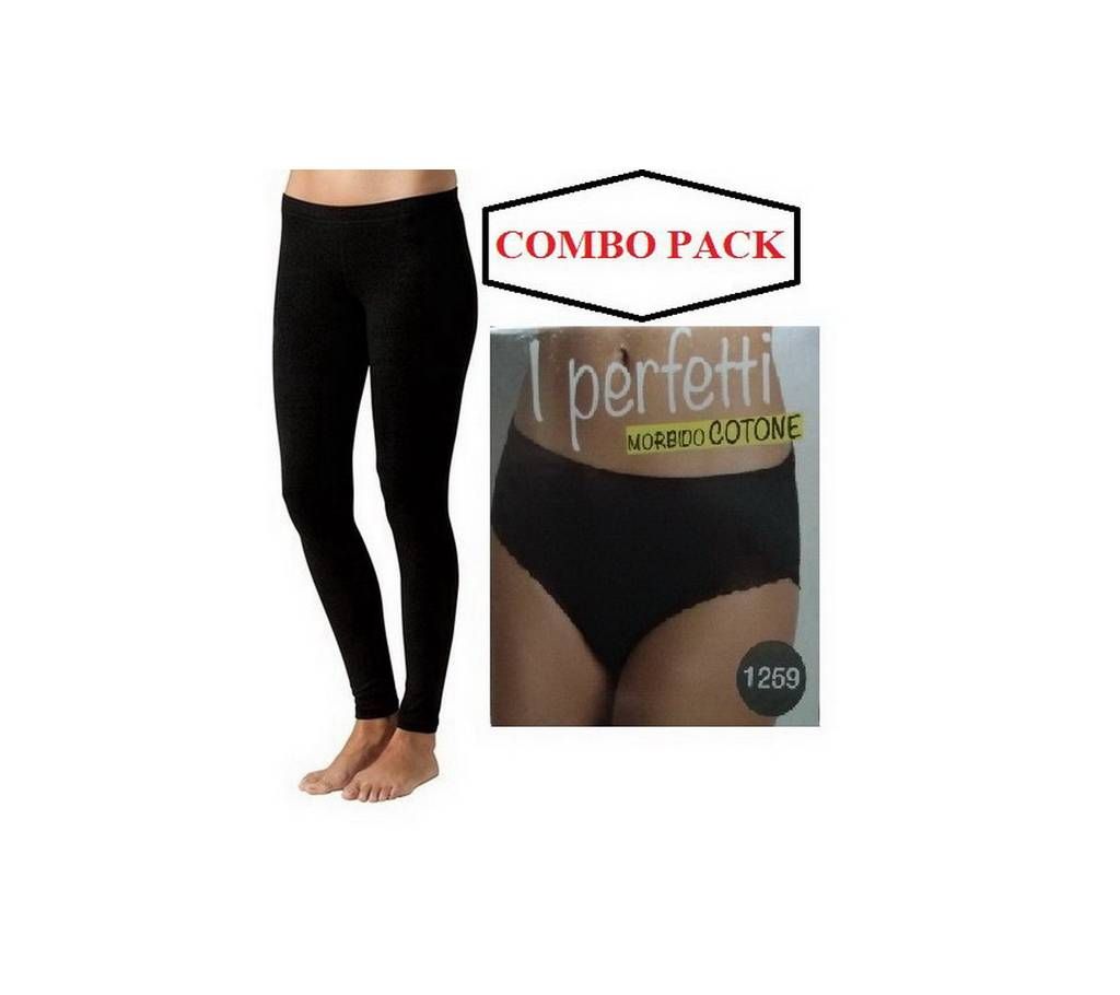 WOMEN BLACK LEGGINGS AND PANTY SET