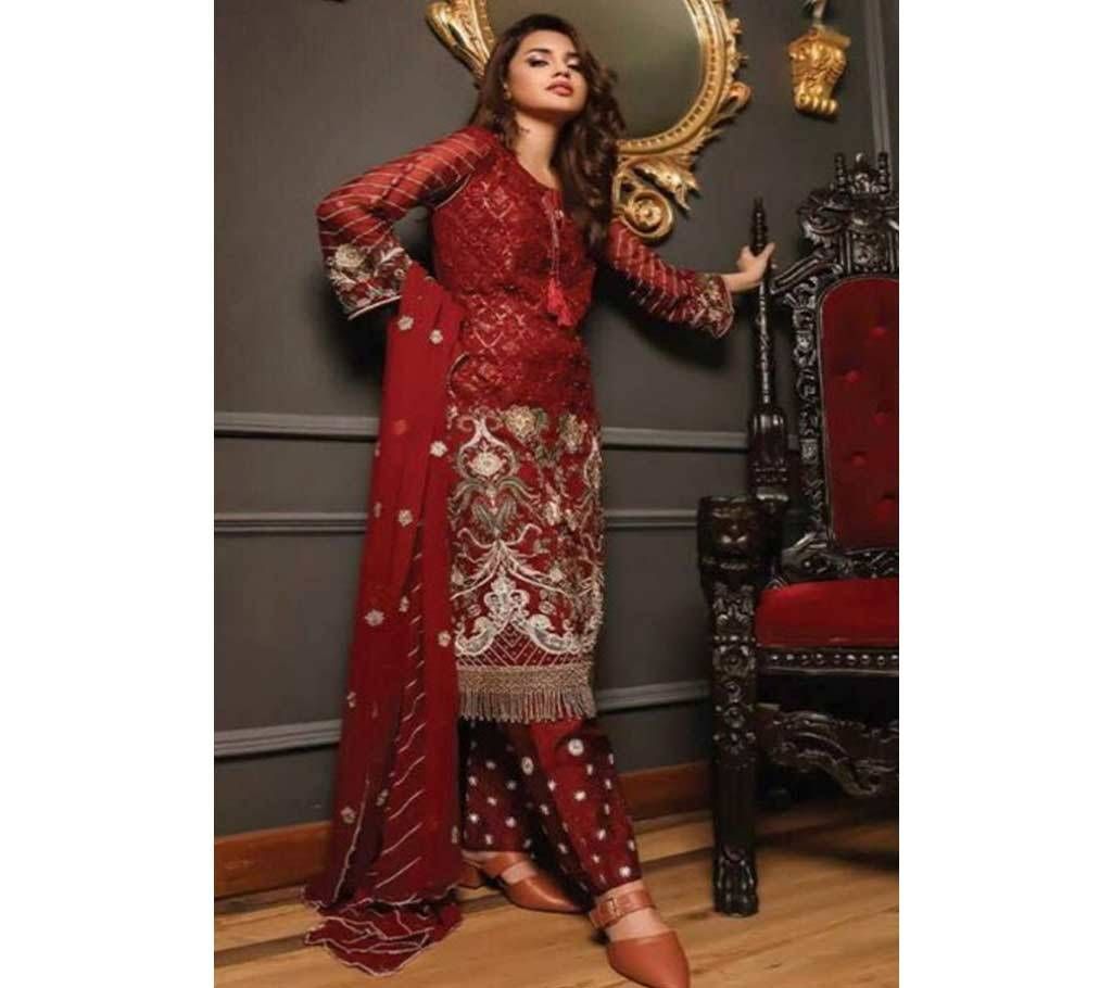 Deepsy Gulbano Georgette Pakistani Style Vol-7 Premium Suits 400-802 Light Maroon with Silver