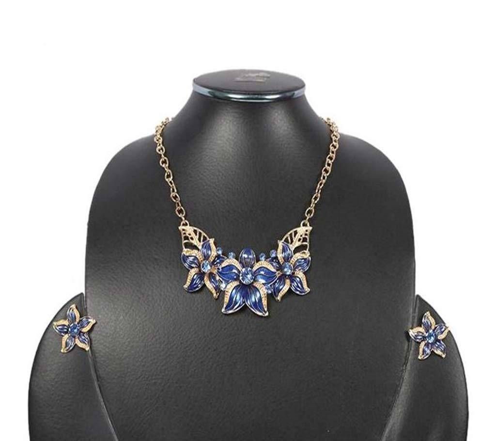 Blue and Golden Crystal Necklace set for Women