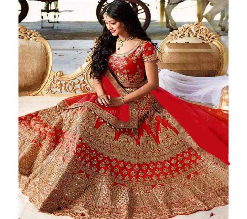 Semi-stitched Heavy embroidery jorget lehenga