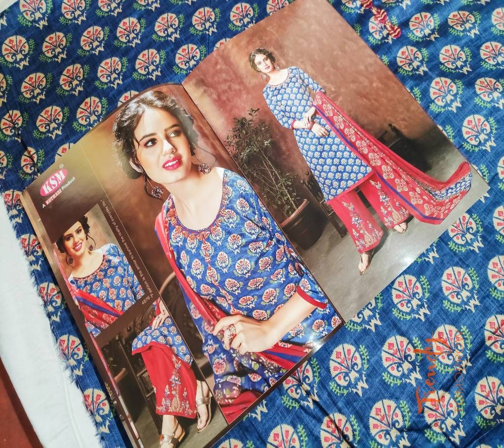 Indian Cotton Three pc by Sanvi Unstitched Three Piece - Copy