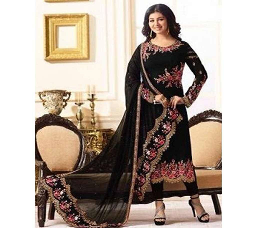 Semi Stitched Heavy Embroidery Georgette three piece copy
