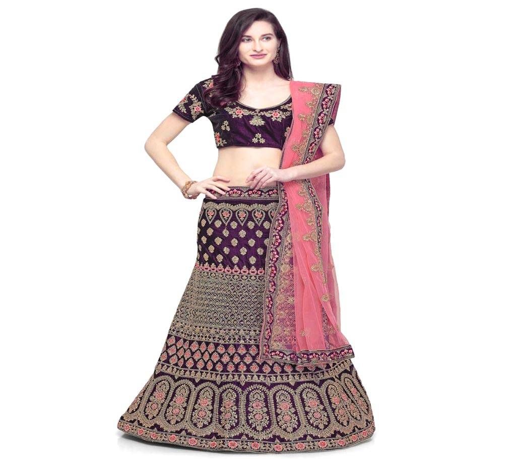 Unstitched Velvet Embroidered Lehenga Choli 7