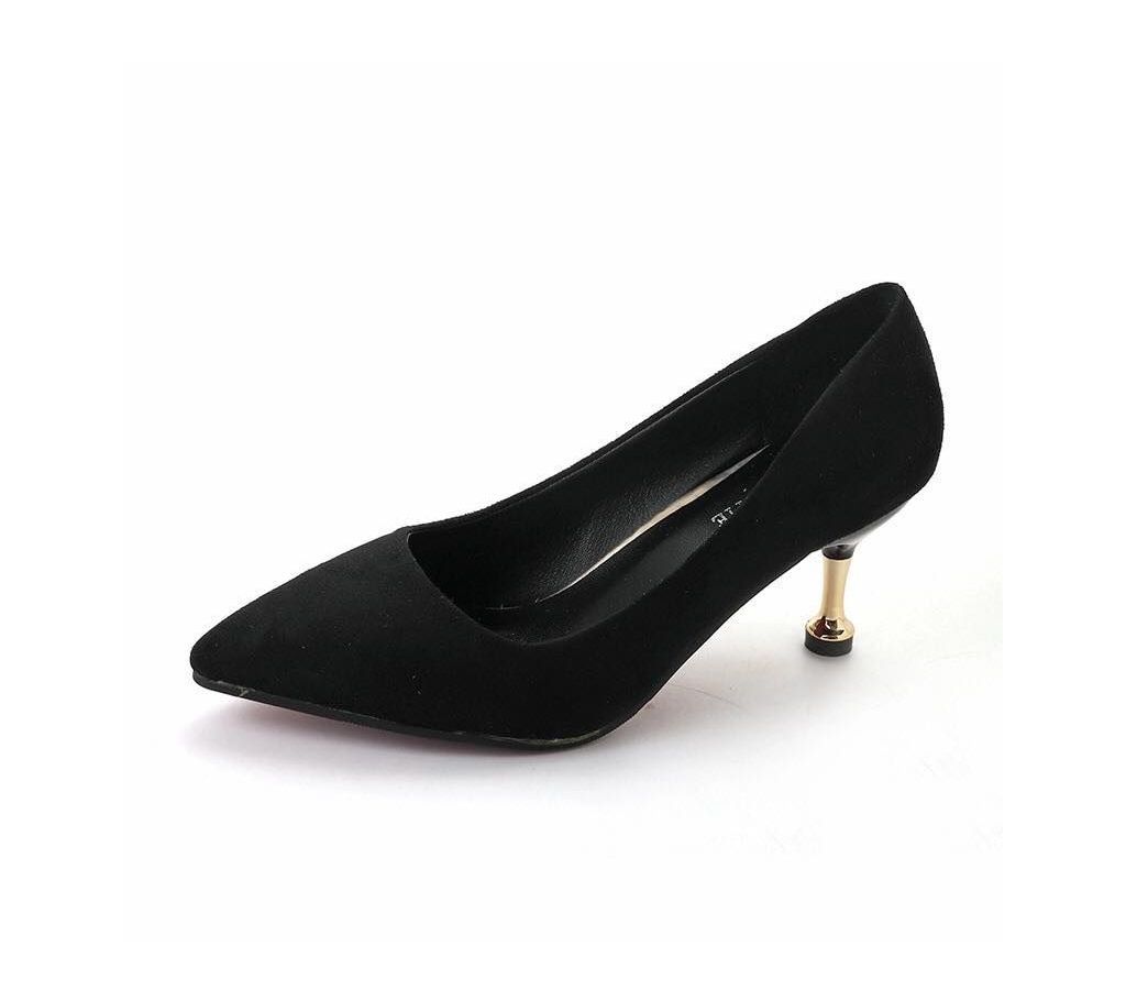 Stone High Heel Imported Shoe LSH_002- Black Color