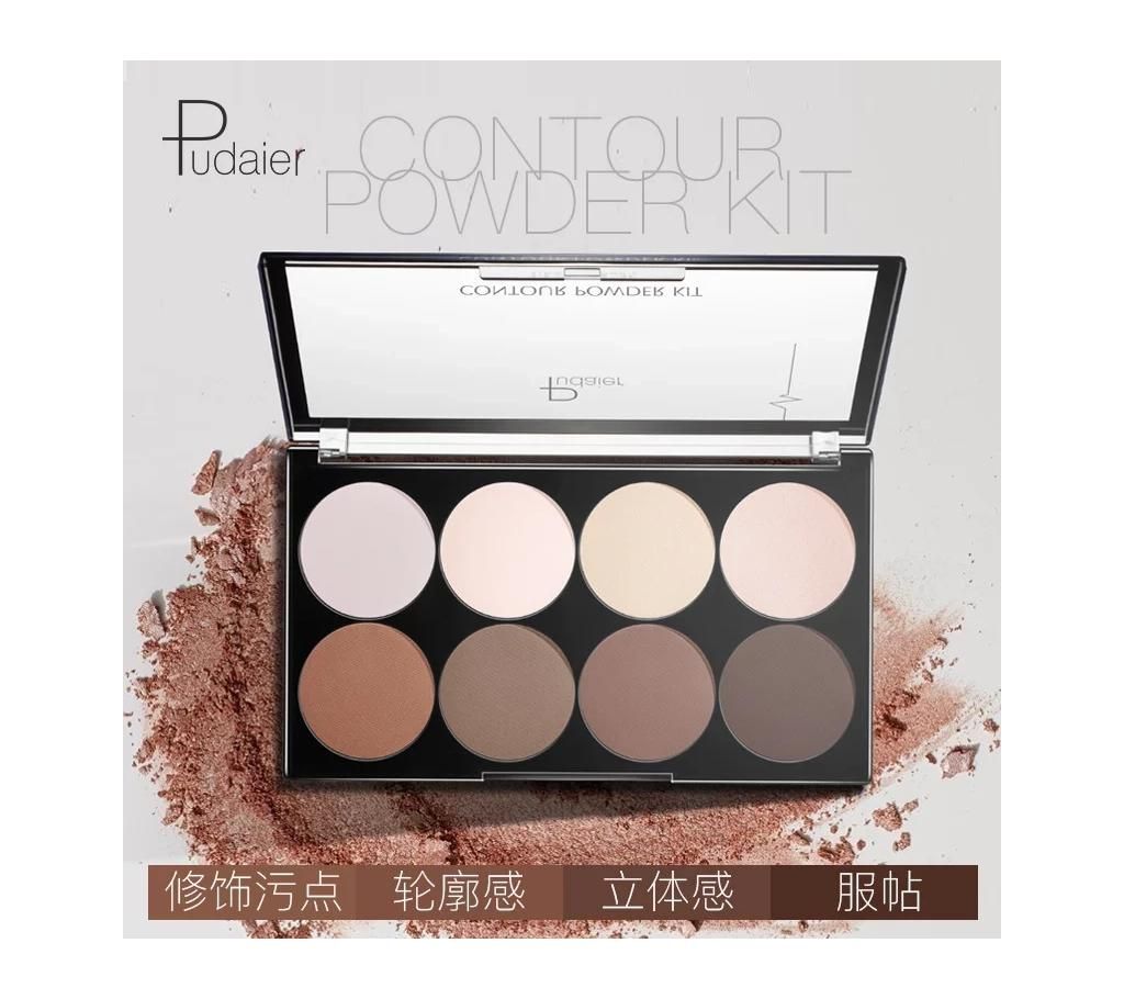 Pudaier Professional Face Matte Powder Contour Bronzer Highlighter Palette Contour Grooming Pressed Powder 8 Colors Pallete