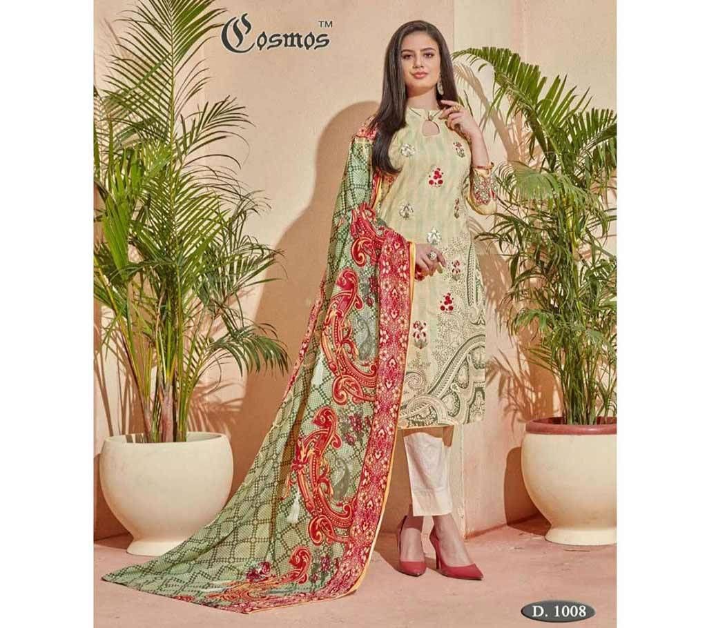 Cosmos Saadia Noor Lawn Collection Vol 1 - 1008 - Light Sea Green with Stripe Design - ASI