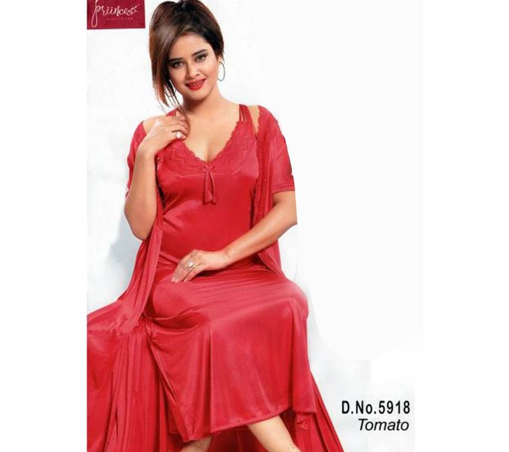 Fashionable Two Part Nighty-5918 Tomato