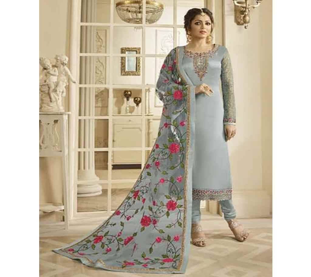 Unstitched Computer Embroidery Indian Weightless Georgette Three Piece 