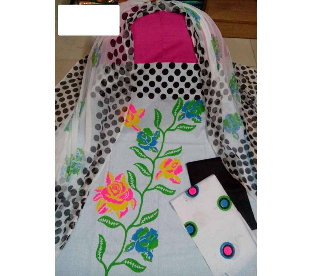 Cotton Block 3piece with Georgette Orna- 19