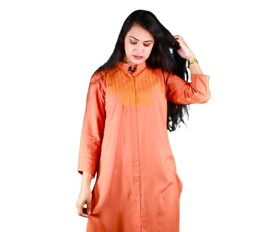 Mule Fawn Linen Embroidery Kurti