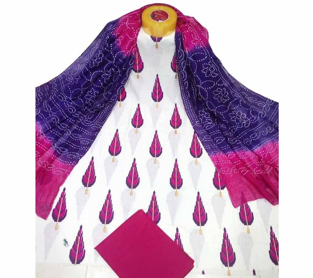 Unstitched skin printed cotton salwar kameez fs-1020