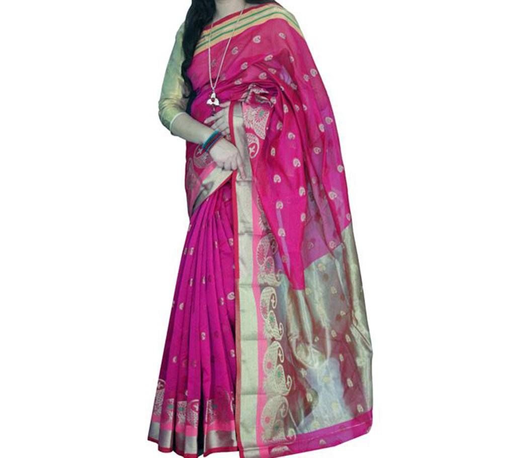 Light Magenta, golden & multi color combination Silk Saree